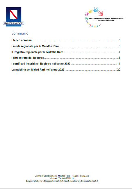 report registro Malattie rare Campania 2023