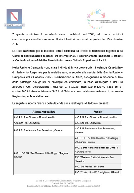 report registro Malattie rare Campania 2023